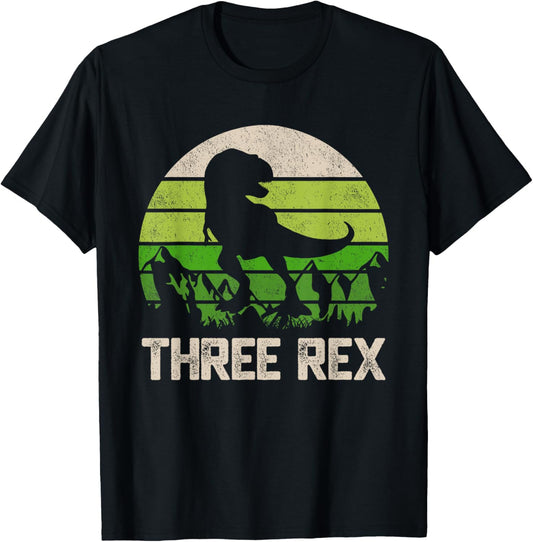 3 Year Old Shirt 3rd Birthday Three Rex Kids T-Shirt