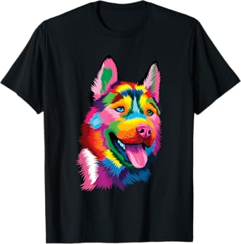 Colorful Siberian Husky - Dog Lover Pet Trainer Breeder Men Women Girls Kids T-Shirt