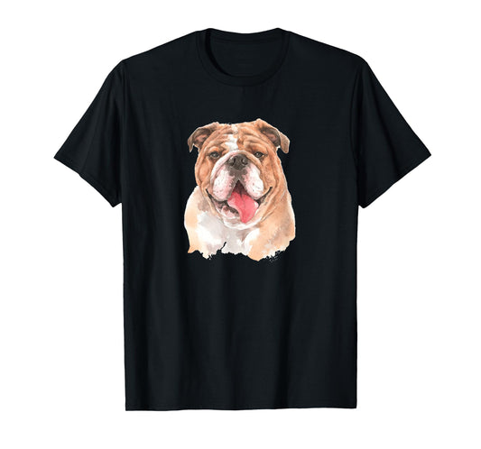 Funny Watercolor English Bulldog Men Women Girls Kids T-Shirt