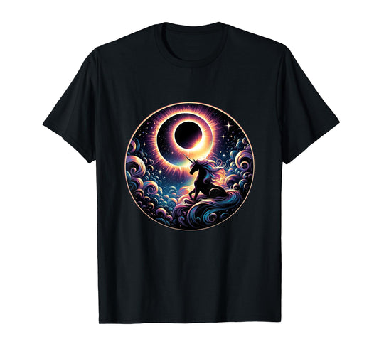 Total Solar Eclipse Apirl 08 2024 With Unicorn Graphic T-Shirt