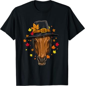 Thanksgiving Horse Pilgrim Costume Men Women T-Shirt