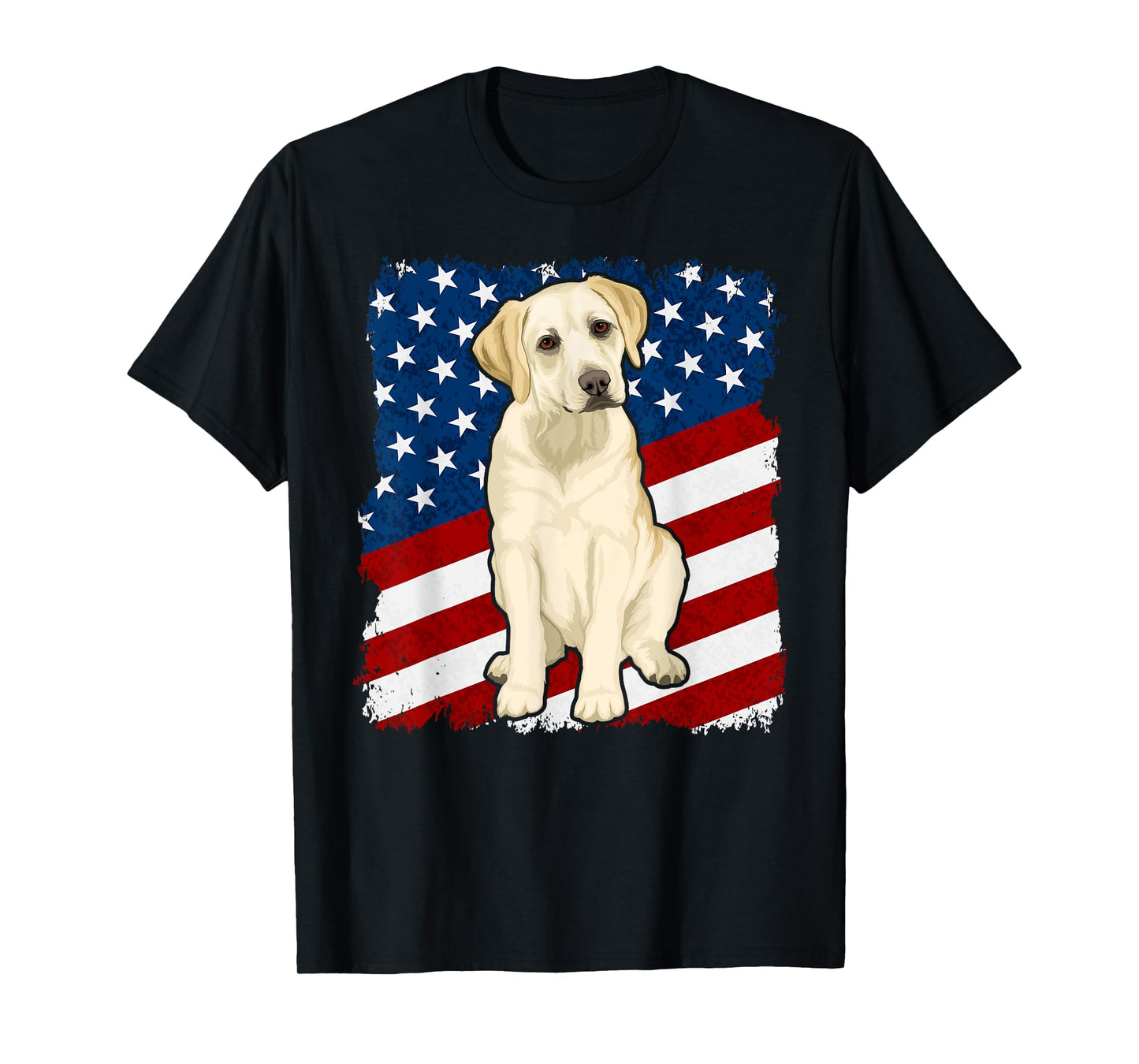 Yellow Labrador Dog American Flag T-Shirt for Women Kids Men