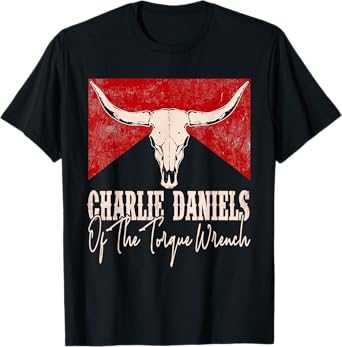 Vintage Funny Music Designs Charlie Daniels Of The Torque Wrench Western Bull-Skull Unisex-Adults T-Shirt