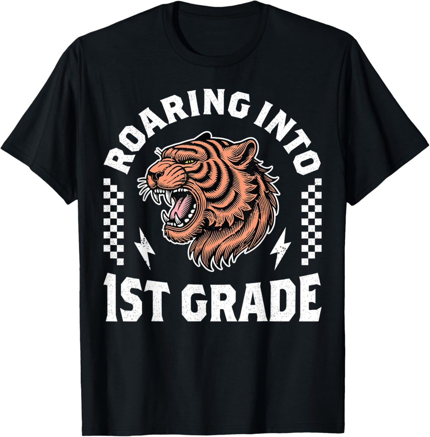 Roaring Into 1st Grade Tiger Back to School Boy Girl Funny T-Shirt