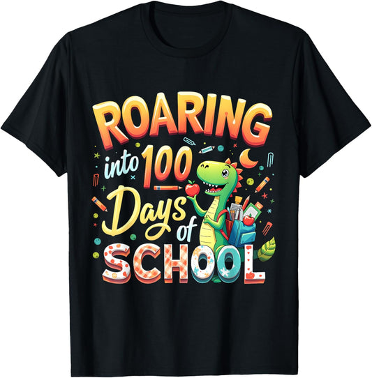 100 Days Smarter Roaring into 100 Days of School Boys Girls T-Shirt