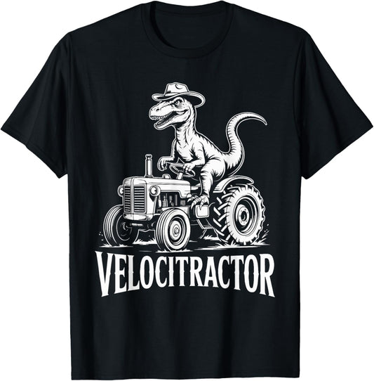 Velocitractor Dinosaur Sunset Retro Fun T-Shirt