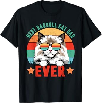 Retro Vintage Best Ragdoll Cat Ever Daddy Fathers Day Mens T-Shirt