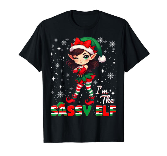Im The Sassy Elf Cute Snowflake Christmas Xmas Girl Women T-Shirt