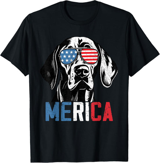Patriotic Weimaraner Dog Merica 4th of July Funny T-shirt
