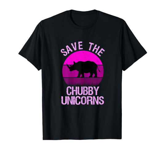 Save The Chubby Unicorns Retro Style Rhino gift T-Shirt