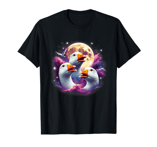 Three Geese Moon Funny Goose Howling At The Moon Parody T-Shirt