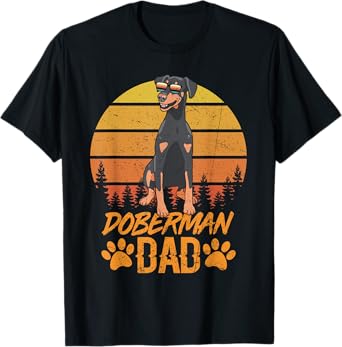 Vintage Retro Cool Natural Ear Doberman Dad Fathers Day T-Shirt