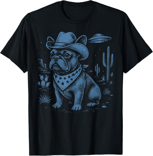 French Bulldog Cowboy UFO T-Shirt