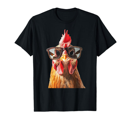 Funny Chicken wearing Sunglasses Graphic T-Shirt