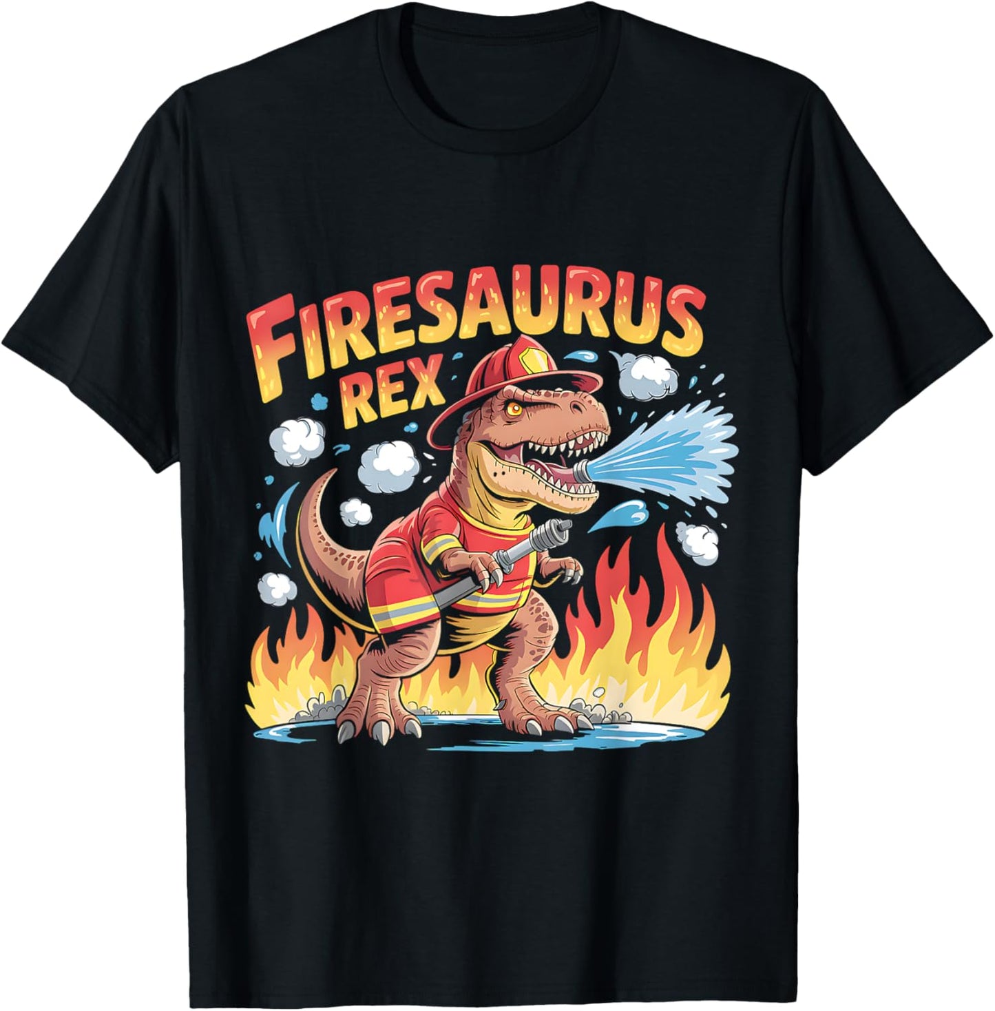 Firesaurus Rex Kids Toddler Rescue Team Firefighter T-Shirt