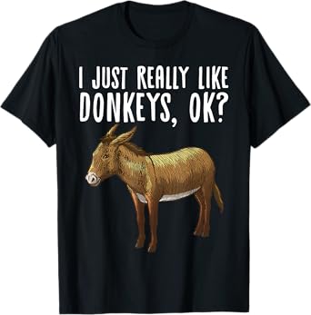 Funny Donkey Design For Men Women Mule Animal Farming Horse T-Shirt
