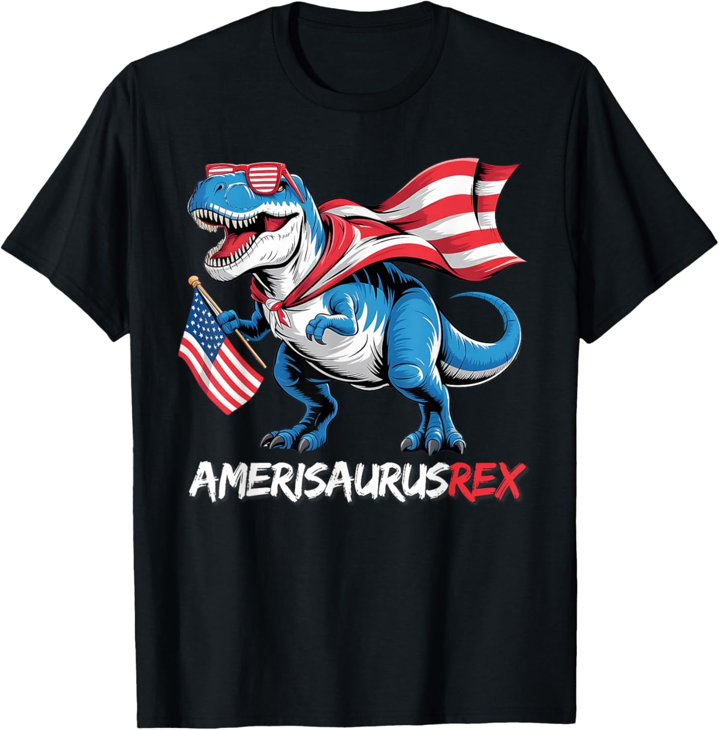 Amerisaurus Rex 4th of July Patriotic Dinosaur Boys Girls T-Shirt