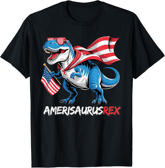 Amerisaurus Rex 4th of July Patriotic Dinosaur Boys Girls T-Shirt