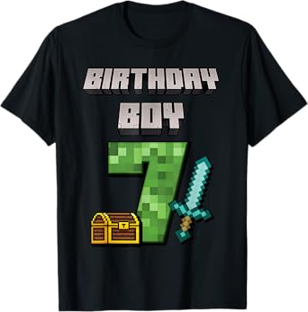 Birthday Boy Shirt 7th Birthday Boy 7 Year Old Game Pixel T-Shirt