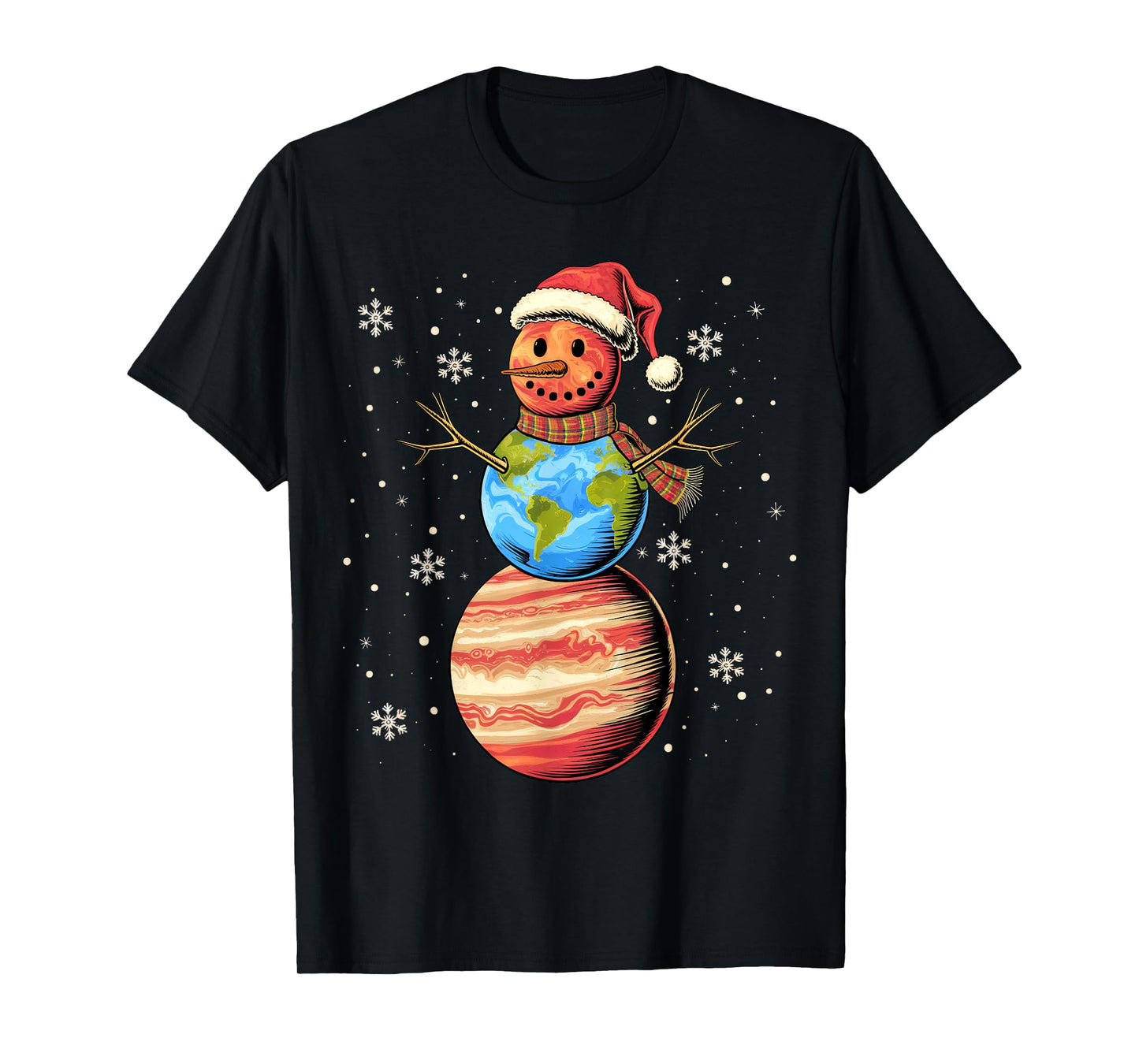 Planets Snowman Space Funny Christmas Astronomy for Kids T-Shirt