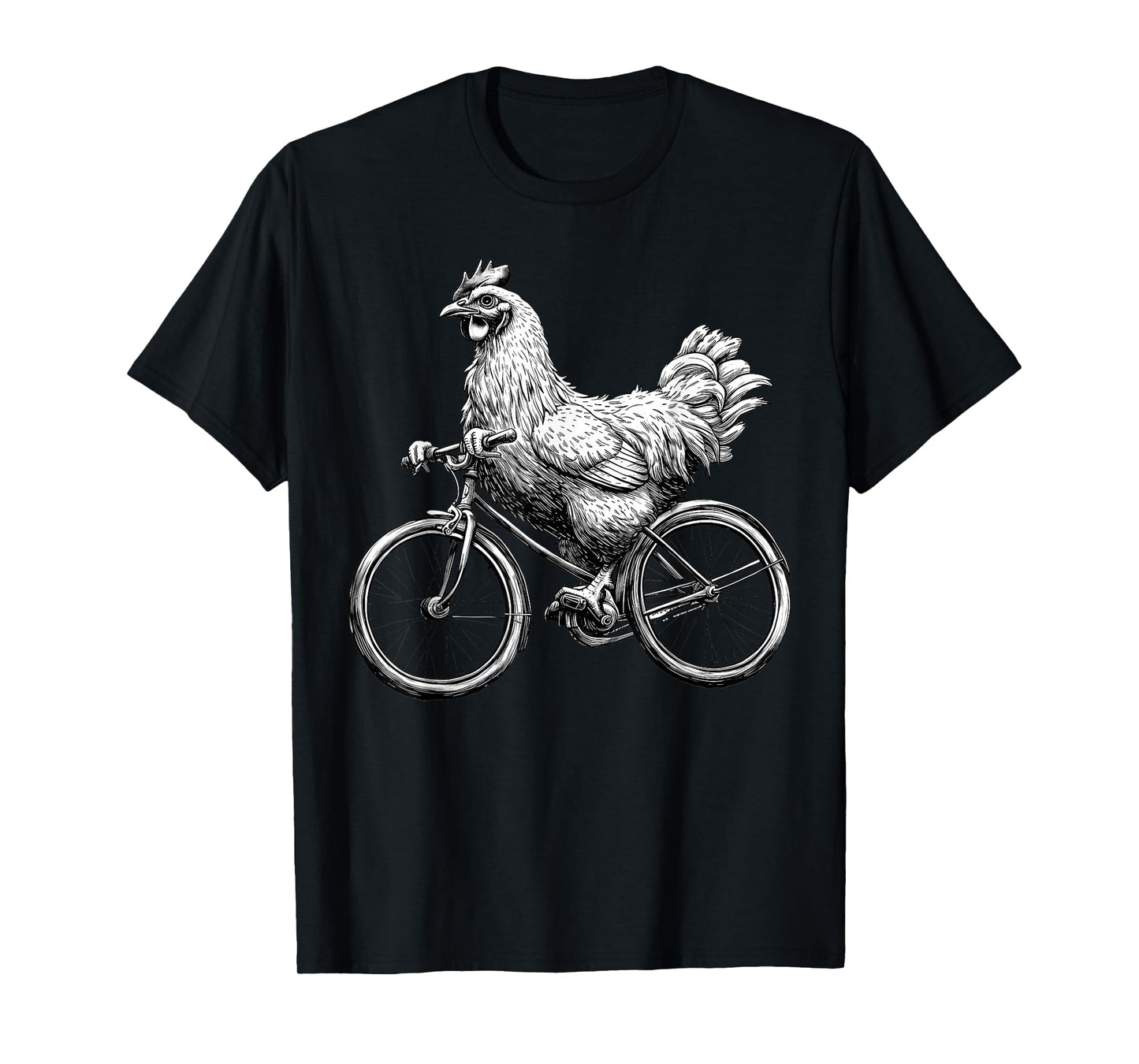 Funny Chicken Riding Bike Cyclist Cute Animal Lover Farm T-Shirt