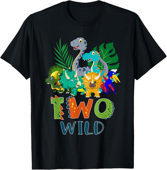 Two Wild Two Rex Dinosaur T-rex Boy 2nd Birthday 2 Year Old T-Shirt