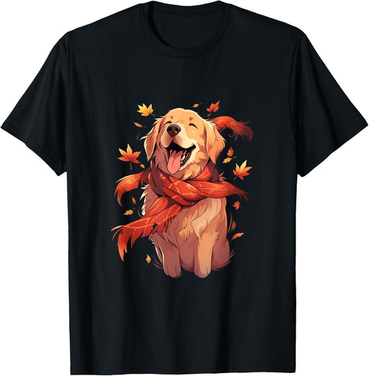 Golden Retriever Autumn Dog Autumn Leaves Thanksgiving T-Shirt