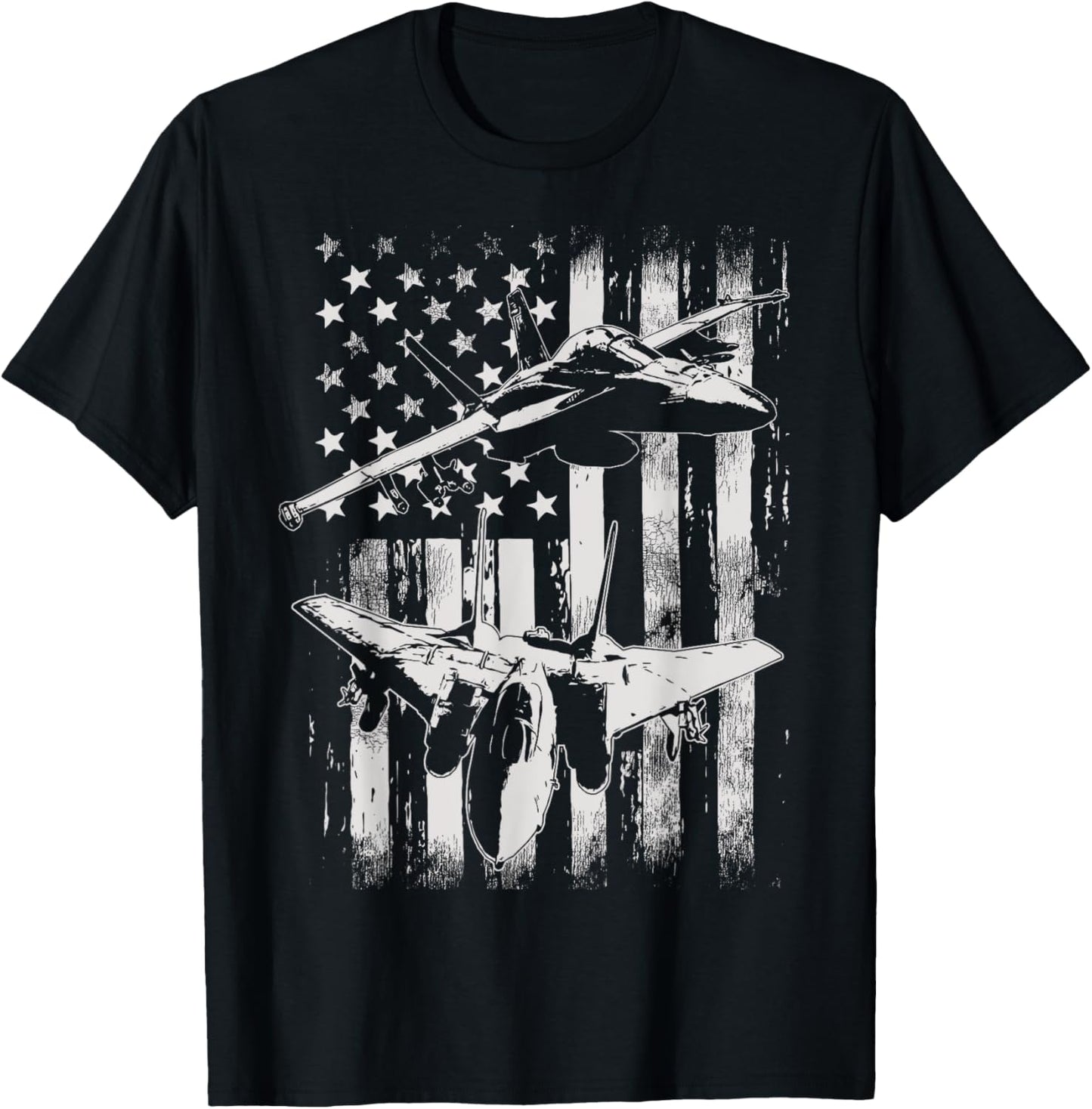 F-14 Tomcat Military Fighter Airplane American Flag T-Shirt