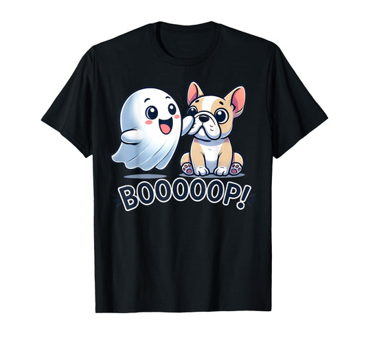 Funny Halloween Ghost French Bulldog Boop Easy Lazy Costume Men Women Kids T-Shirt