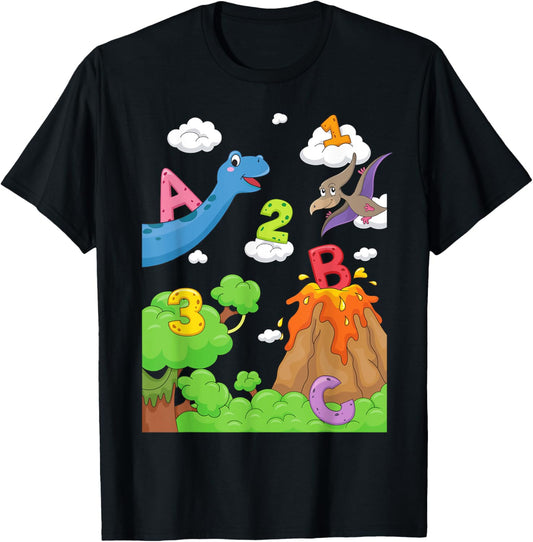 Dinosaur letters and numbers 123 ABC Toddler back to school T-Shirt