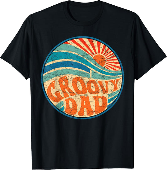 Groovy Dad 70s Aesthetic Nostalgia 1970's Hippie Dad Retro T-Shirt
