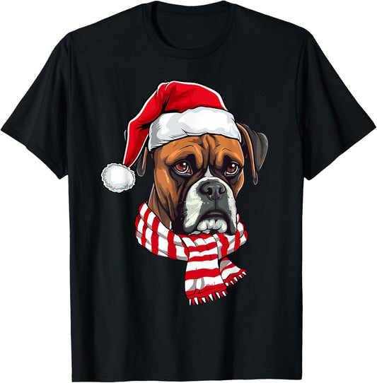 Santa Boxer Christmas Dog Lover Men Women Kids T-Shirt