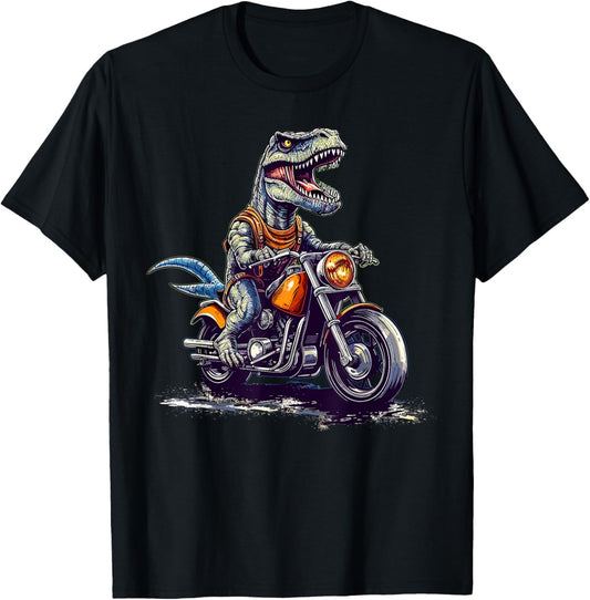 T Rex Riding Motor Bike Funny Dinosaur On Motorcycle T-Shirt