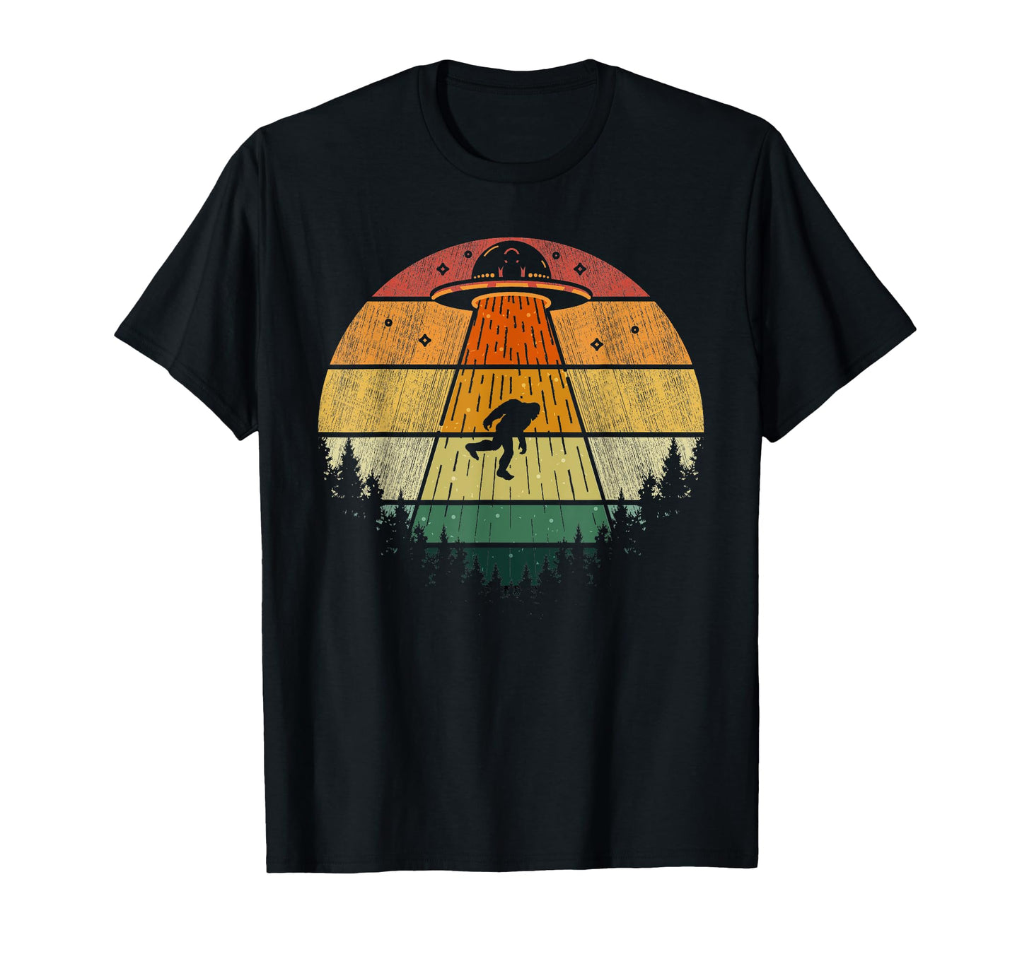Retro Vintage Bigfoot UFO Abduction Funny Sasquatch Aliens T-Shirt