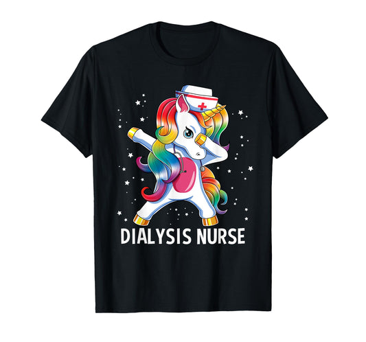 Dabbing Unicorn Funny Dialysis Nurse T-Shirt