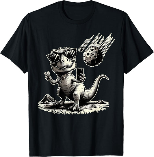 Dinosaur T-Rex Selfie Novelty Men Kids Women Funny Dinosaur T-Shirt