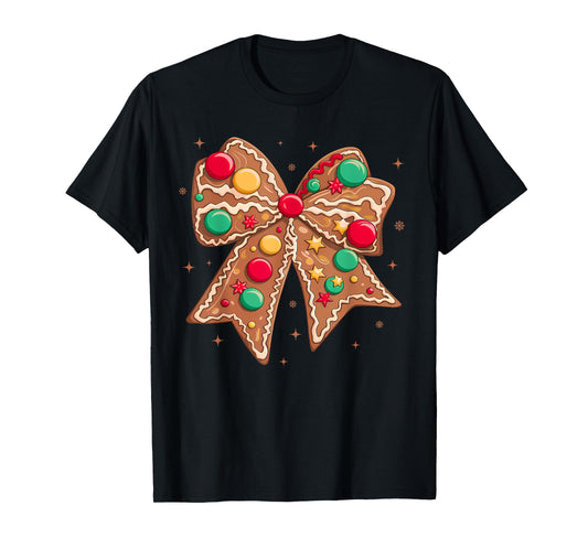 Christmas Gingerbread Coquette Bow Cookie Baking Women Girls T-Shirt