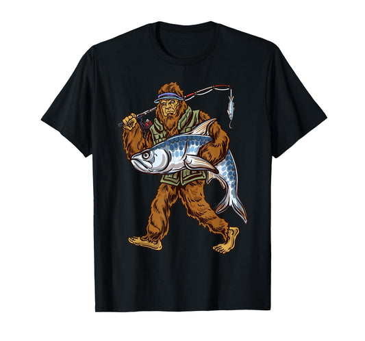 Northern Outdoors Tarpon Collection Men's Black Tarpon Fishing Bigfoot Theme T-Shirt, Small, Short Sleeve, Classic Fit, Crew Neck