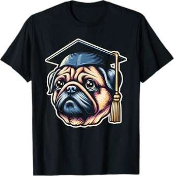 Pug Wearing Graduation Toga Hat Grad Party Pug Lover T-Shirt