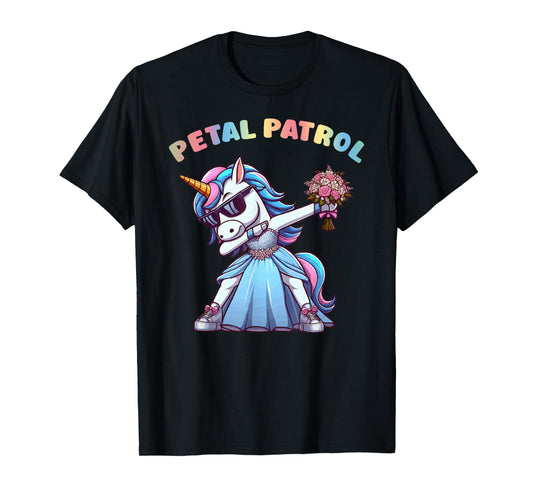 Wedding Petal Patrol Flower Girl Unicorn Tee Bridesmaid T-Shirt