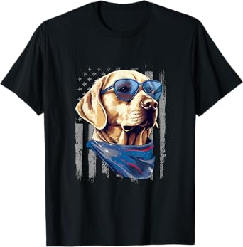 American Flag Yellow Labrador 4th Of July USA Yellow Lab T-Shirt
