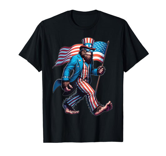 Bigfoot Sasquatch 4th Of July Shirts Patriotic American Flag T-Shirt