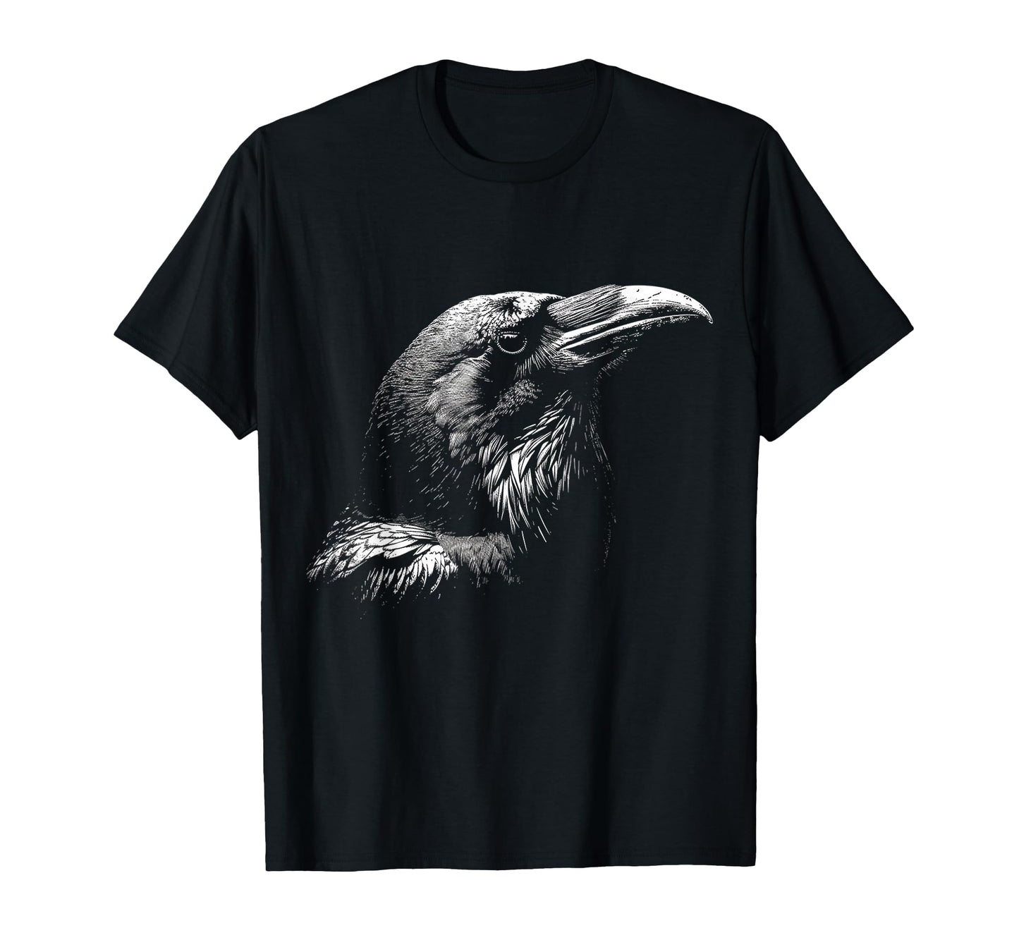 Raven Drawing Bird Art Animal Face Graphic Raven T-Shirt