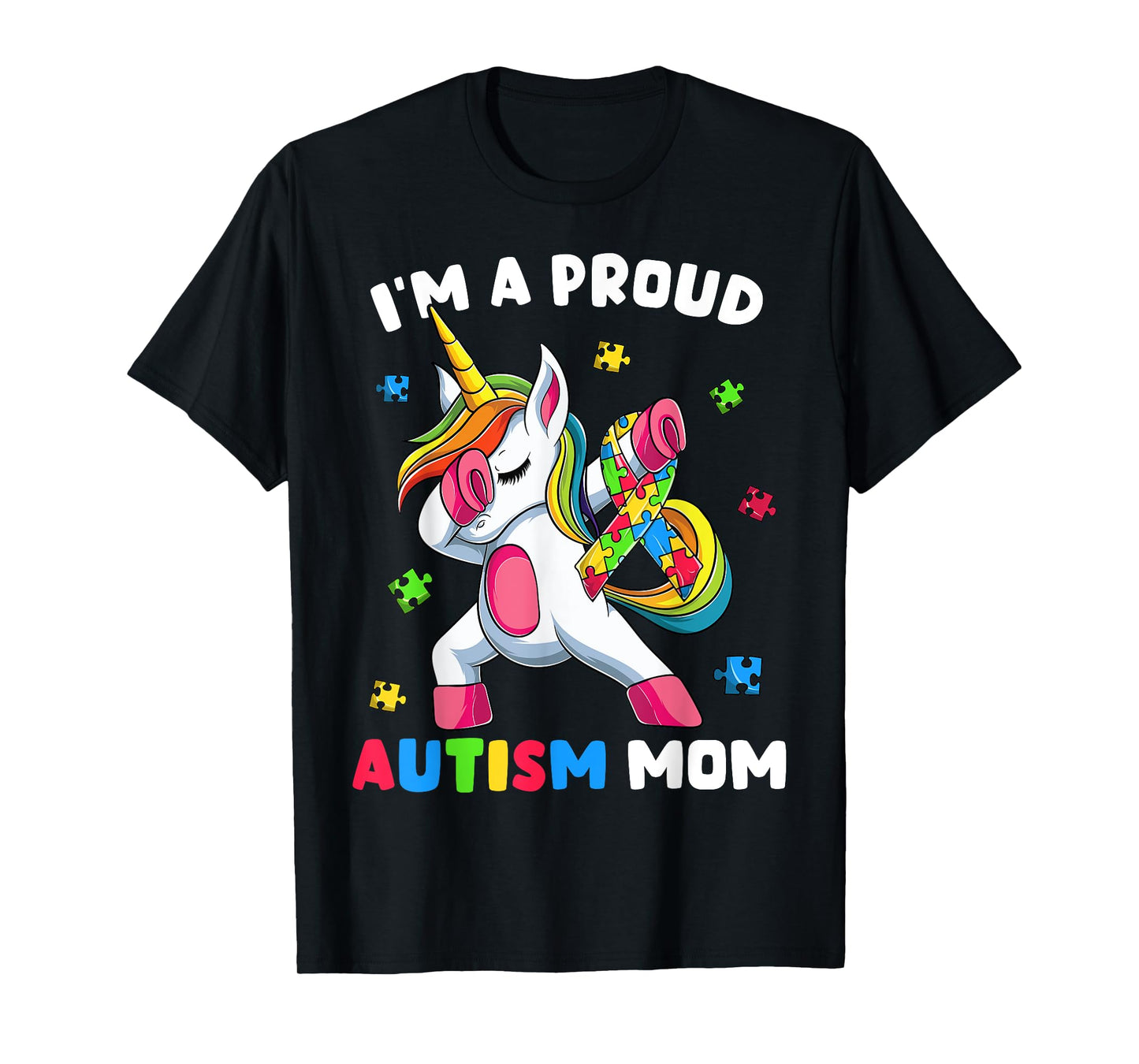 Proud Autism Mom Dab Dance Shirts, Women's Dabbing Unicorn T-Shirt