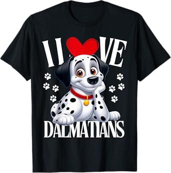 Funny Dalmatian.I Love Dalmatians.Cartoon Dog.Men Women Kids T-Shirt