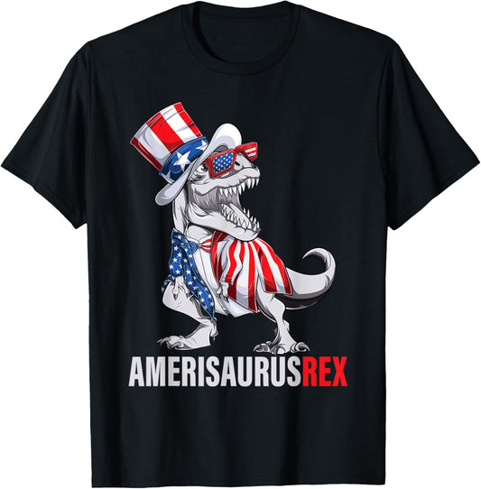4th of July T Rex Dinosaur Amerisaurus Rex Boys Kids Men T-Shirt