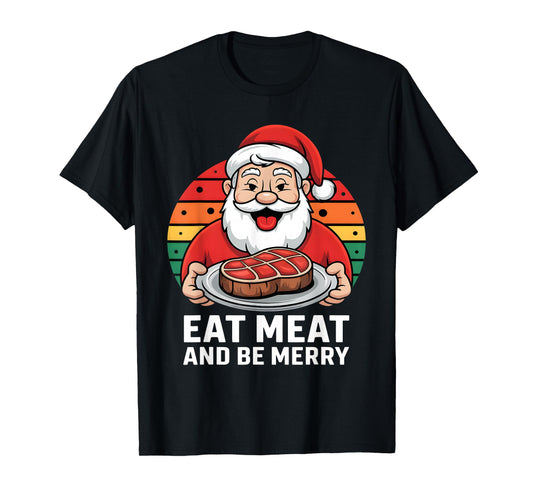 Funny Father Christmas Xmas Butcher Meat Steak Party Costume T-Shirt