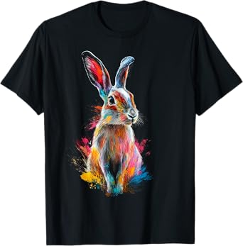 Hare Animal Motif Illustration Hare T-Shirt