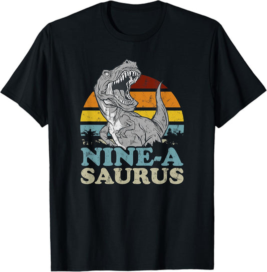 Nine-A Saurus Two Rex Birthday 9 Year Old T-Rex T-Shirt