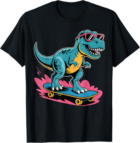 Dinosaur Skateboarding Skateboard Skateboarder Boys Kids T-Shirt